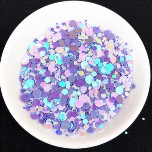 4000Pcs Mix White Purple Color Multi Size 1-4mm Flat Dot Shape PVC loose Sequins Paillettes for Nails Art,wedding confetti