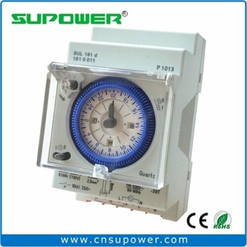 24 Hours Programmable Din Rail Mechanical Timer Swith SUL181d Analog Time Relay mini setting 15Minutes with Battery