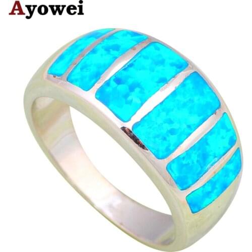 Huge style design Blue fire Opal Silver Rings fashion jewelry USA size #6.5 #7.5 OR513A hot selling