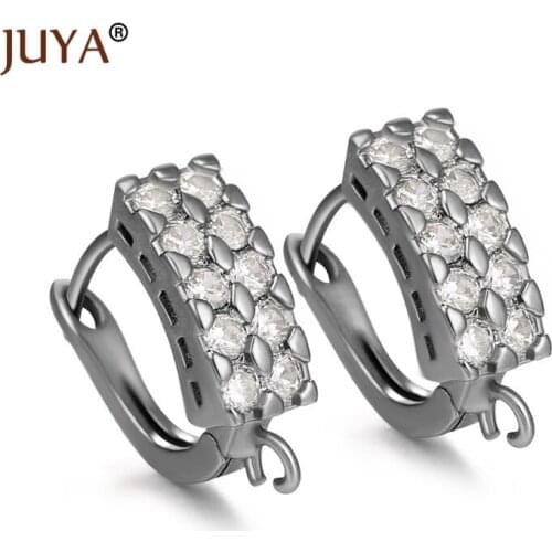 Handmade diy earing making accessories luxury zircon rhinestone earrings clasps hooks earwire jewelry findings