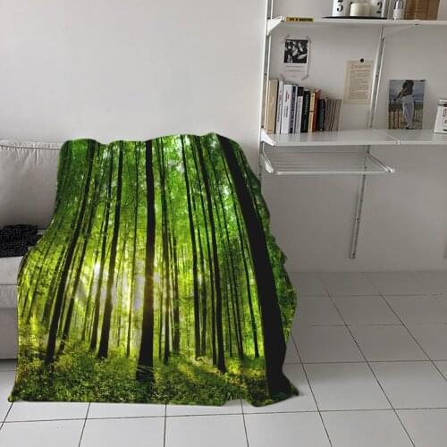 Bedroom Warm Blankets Forest Green Sunlight Sofa Throw Blankets Childrens Baby Soft Blankets Airplane Portable Blanket