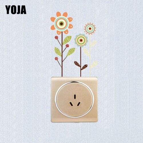 YOJA Childish Design Cartoon Sunflower Personalized Style PVC Switch Sticker Wall Decal 15SS0137