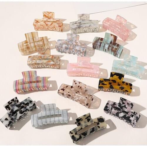 Korean Rectangle Acrylic Marble Hair Claws Cellulose Acetate Hair Clip Hairpins for Women Girls Hair Crab Clamp Hair Accessories
