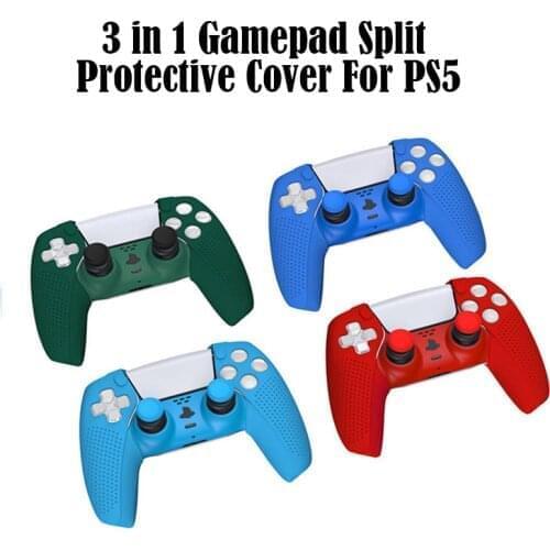 3-In-1 Game Controller Gamepad Split Protective Cover for PS5 Skin-Friendly Grip Silicone Case Controller Cover