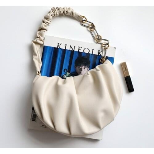 Cloud Bag Fold Single Shoulder Niche Design Hobo Bag 2021 Soft Leather High Sense Chain Armpit Bag Female