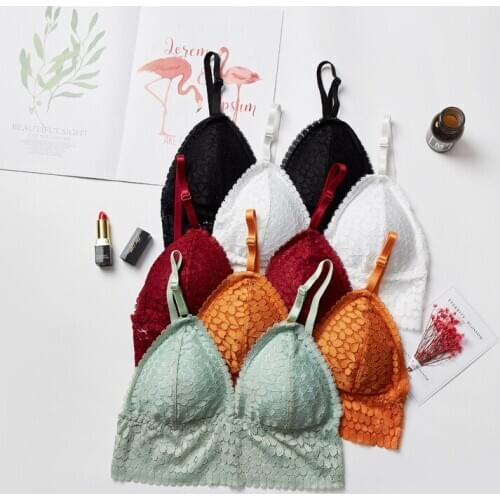 Women Lace No Steel Ring Sports Bra Beauty Back Wrapped Chest Comfortable Brassiere Stretch Triangle Cup Chen Padded Bralette