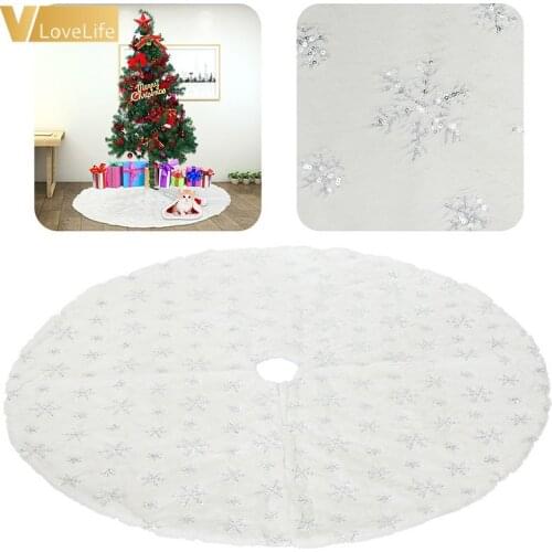 Gold Silver Snowflake Christmas Tree Skirt Festival Decors Supplies Carpet Merry Christmas New Year Home Decor Little Trees 2021