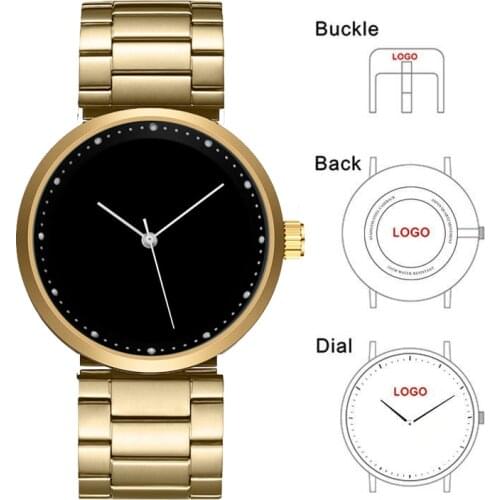 CL049G Golden Steel Men Watch Custom Logo Private Lable Wristwatches