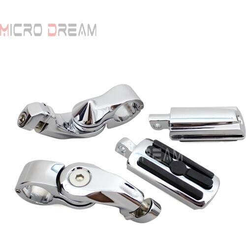 1 Pair Chrome Highway Foot Pegs Rests Mount Clamps for Suzuki M109R Honda VTX1300 VTX1800 1.25" Engine Tube Mount Footpegs