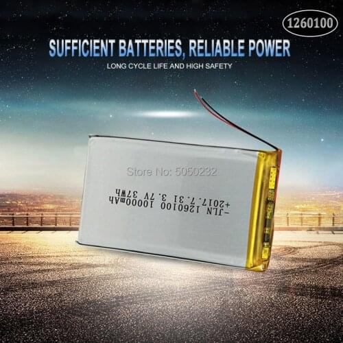 1pc 3.7V 10000mAh Lipo Battery 1260100 Rechargeable Tablet Dvd Backup Power tablet, Laptop Vehicle Traveling Data recorder