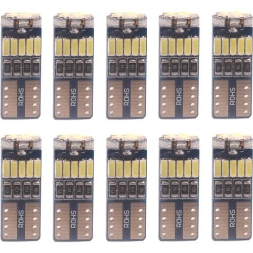 NHAUTP 10Pcs T10 W5W LED Car Small Bulbs 4014 15-SMD Auto Clearance Lamp Interior Map Dome Lights White 6000K 12V