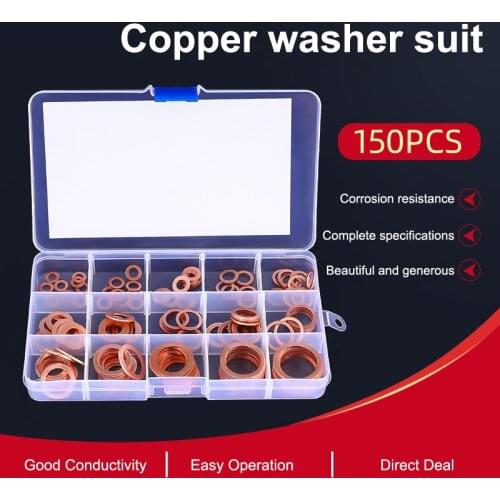 150Pcs Copper Sealing Solid Gasket Washer Sump Plug Oil For Boat Crush Flat Seal Ring Tool Hardware Accessories Pack Ne