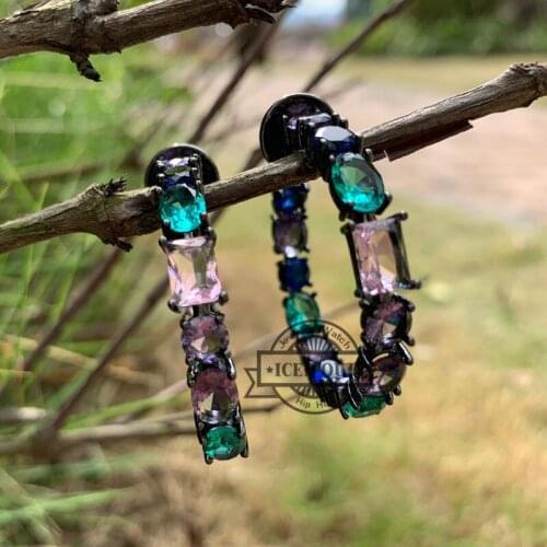 2018 new product Christmas gift jewelry black rhodium plating women large gold hoop earrings