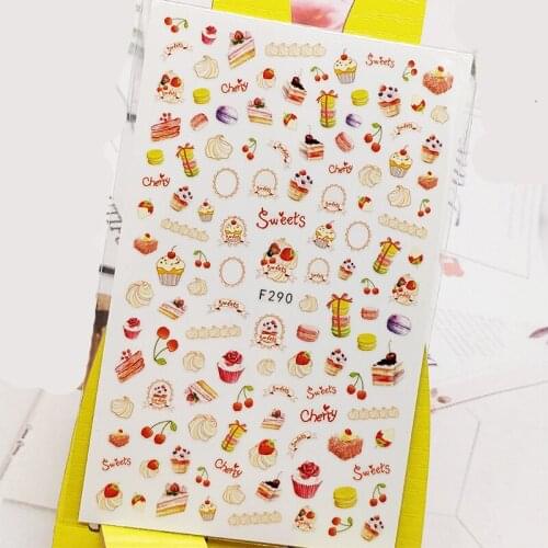 3D Nail Sticker Cherry Cake Cream Design Nail Art Decorations Stickers Foil Decals Wraps Manicure Accessories Nails Decoraciones