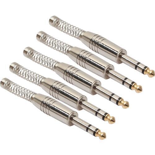 5pcs/lot 6.35mm Stereo Microphone Plug 6.35mm Audio Connector Stereo Plug Jack