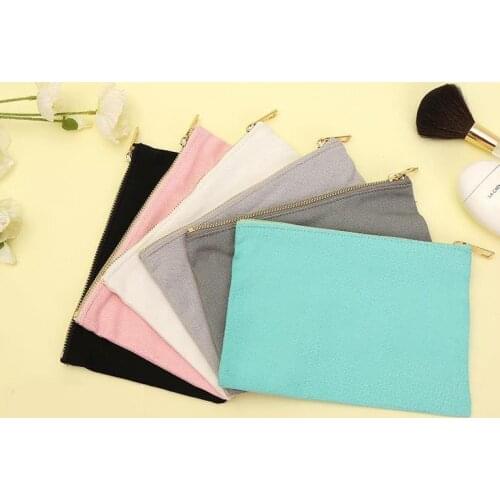 50Pcs/Lot 22x15cm Large Plain Nature Cotton Canvas Travel Toiletry Bags Cotton Makeup Pouch Cosmetic Bag With Gold Zipper SN3833