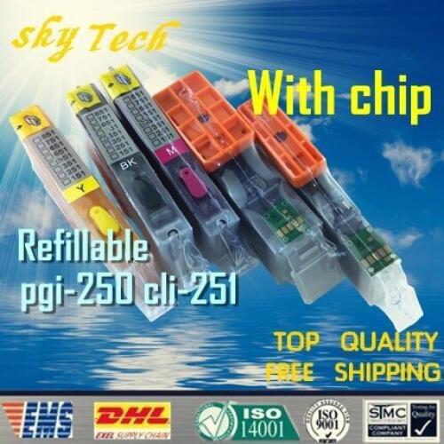 5PK Full Ink Refillable Cartridge suit for PGI250 CLI251,Suit for canon MG5420 MG5520 MG6320 MG6420 MG7120 Ip7220 ,with ARC chip