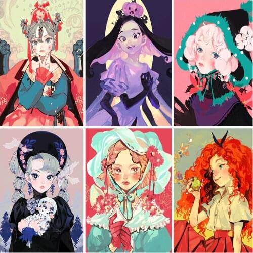 Diamond Painting 5D DIY Japanese And Korean Illustration Flower Girl Cross Stitch Kit Inlaid Rhinestone Decorative Painting