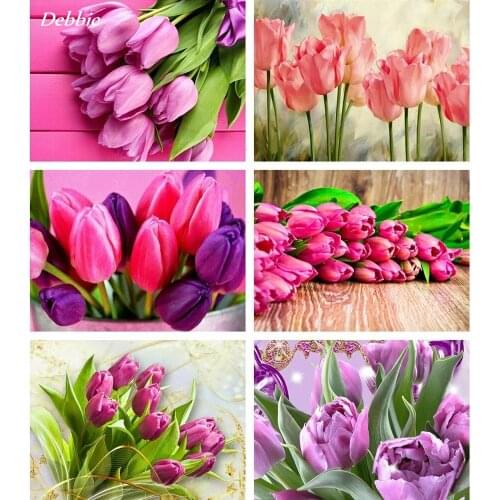 Diamond Painting Tulip Flower 5D DIY Square&Round Cross Stitch Mosaic Bead Embroidery Rhinestone Picture Needlework Wall Sticker