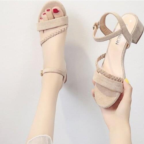 Sandals Lady Fairy Style Summer 2021 New Style Korean Mid-heel Thick-heel Student Fashion High-heeled Shoes