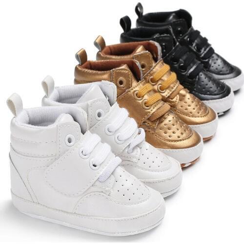CANIS Toddler Shoes Baby Boy Girl PU Ankle Boots Crib Shoes Anti-slip Soft Casual Tied Fashion Lovely Sneaker
