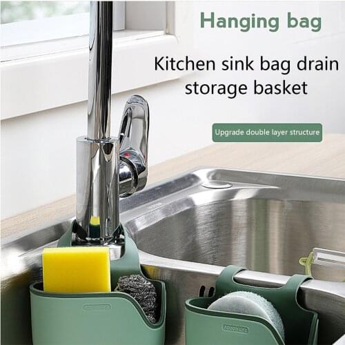 Household Kitchen Drain Storage Basket Simple Style Multi-functional Sink Hanging Bag Dishcloth Cleaning Ball Organizer