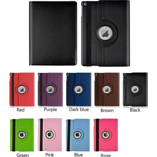 For iPad 5/6th Gen 2017/2018 9.7inch Fully Body Protective Stand PU Leather Case 360 Rotating Cover for ipad Air1 Air2 9.7"