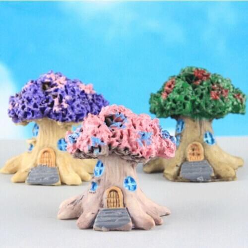 Tree Miniatures Fairy Garden Decorations Micro Landscape Resin Ornaments Crafts Bonsai Figurine Garden Terrarium Accessories