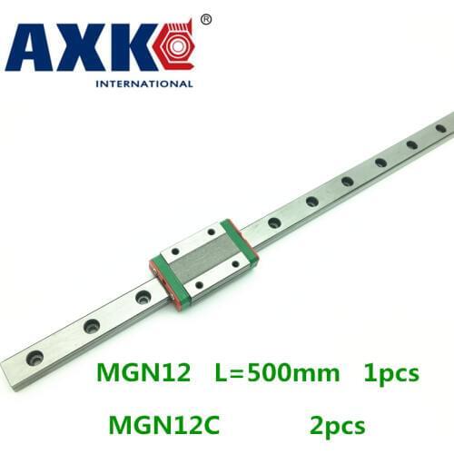 Cnc Router Parts AXK Linear Rail 1pc 12mm Width 500mm Mgn12 Linear Guide Rail + 2pc Mgn Mgn12c or MGN12H Blocks Carriage Cnc