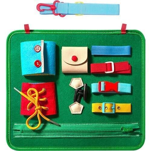Kids Busy Felt Board Zip Button Lace Interesting Flexible Busy Tool Montessori Early Education Dress Toys For 1-5 Years Baby