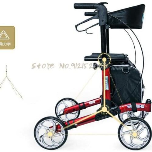 Elderly Walkers Push Rides On Mobility Walkers, Four-wheel Aluminum Alloy Lightweight Folding Shopping Carts For The Elderly