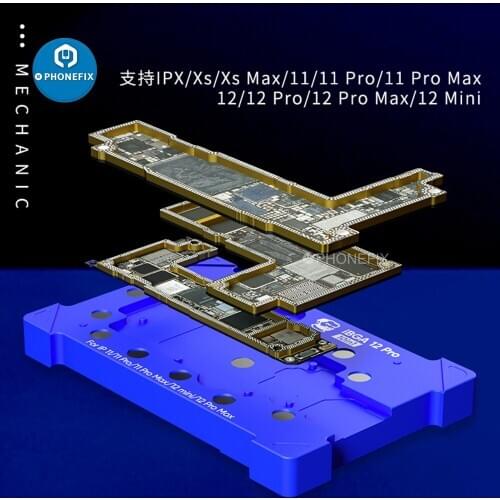 Mechanic iBGA 12 Pro Motherboard Middle Rework Tin Mesh Platform Steel BGA Reballing Stencil Template for iPhone X-12 Pro Repair