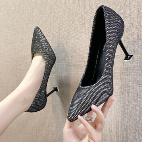 2020 New Pointed Toe High Heels Shoes Female Fashion Mature Sexy Kitten Heels Women Pumps Wedding Shoes Zapatos De Mujer W37-59