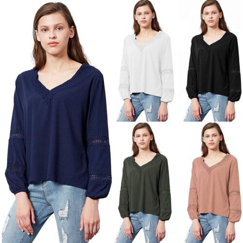 Long sleeve clothing women t-shirts high quality solid V-neck casual basic clothes woman shirts plus size female tops hot sell