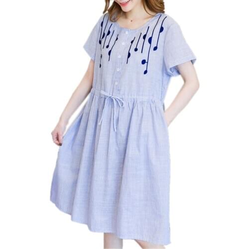 Maternity Dresses Pregnancy Dress Clothes Vestidos Summer Short Pregnant Plus Size Embroidery Casual Breastfeeding Ladies Dress
