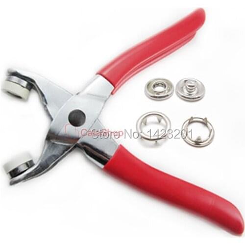 One Snap Fastener Pliers 3/8" 10mm + 25 sets Easy Press stud attaching tool Nickel Sew F06