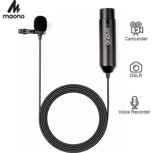 MAONO Lapel Microphone Professional XLR Mic Clip on Lavalier Microphone Omnidirectional Conderser Microphone for DSLR Camcorders