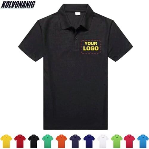 Personal Company Logo Custom Print DIY Polo-Shirt For Men Women Cotton Short Sleeve Solid Team Polo Collar Shirts Plus Size