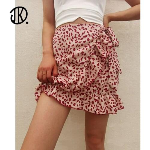 Sexy Lady Skirts Summer High Waist Casual Floral Print Ruffle Skirt Boho Beach Short Dress Femme 2021 Mujer Irregular Hem Dress