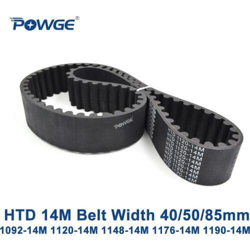 POWGE HTD 14M synchronous Timing belt C=1092/1120/1148/1176/1190 width 40/50/85mm Teeth 78 80 82 84 85 HTD14M 1092-14M 1190-14M