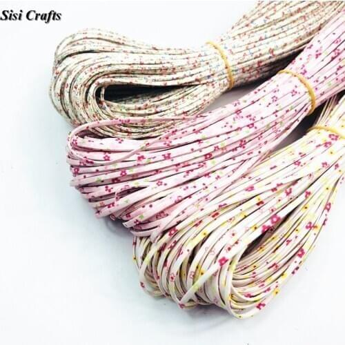 Sisi Crafts Bracelet Material Flower Printed 3mm Floral Cords Necklace Faux Leather PU Ribbon DIY Jewelry Making Accessories 1M
