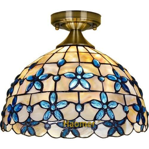 Mediterranean lamp shell ceiling lights Lilac pattern art decoration night light Corridor ceiling lamp lights