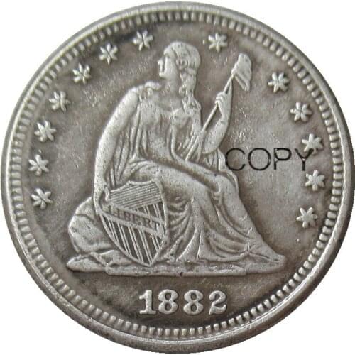 US 1882 Seated Liberty Quater Dollar Silver Plated Copy Coin