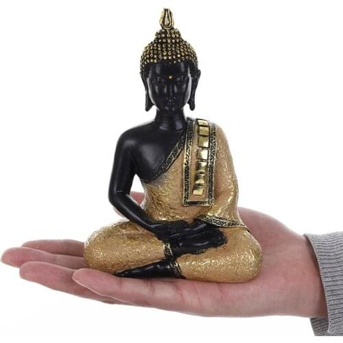 Thailand Buddha Statue Sculpture Resin Handmade Hindu Feng Shui Figurine Meditation Home Car Garden Decor