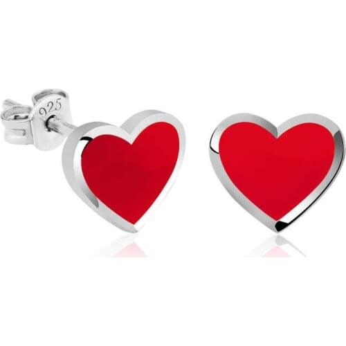 Tevuli 925 Sterling Silver Highlighter Red Heart Earrings