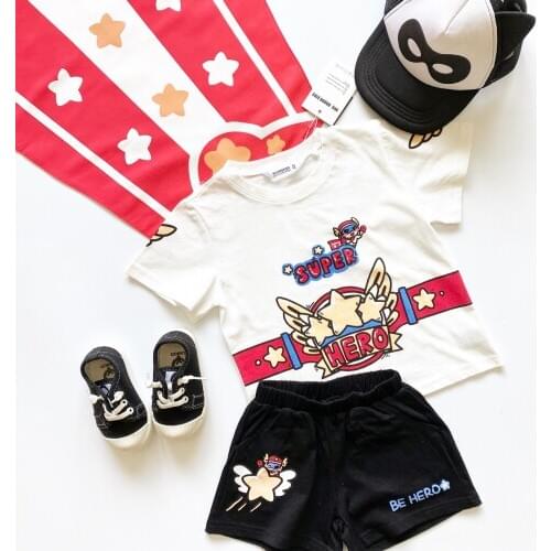 Tonytaobaby Childrens Cosplay Cartoon Hero Set Stage Performance Cape Cotton Casual Two-piece Set