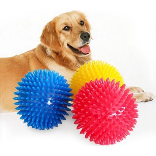 TPR Pet Dog Ball Squeak Dog Toys For Golden Retriever Large Dogs Spiked Ball Super Elastic Sound Chew Tooth Cleaning Puppy Toy