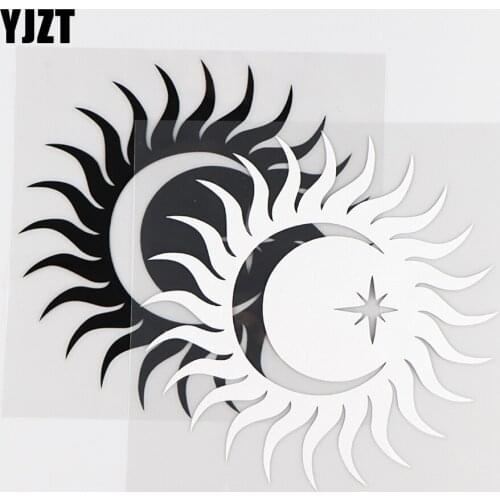 YJZT 13.8X13.8CM Personalized Car Sticker Mysterious Sun Moon Star Vinyl Decals Black / Silver 10A-0287