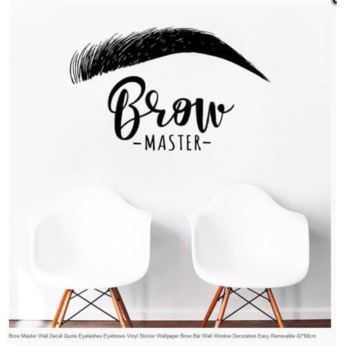 Brow Master Beauty Salon Wall Stickers Quotes Removable Eyebrows Wallpaper Women Make Up Vinyl Decoration Bedroom Mural Decals