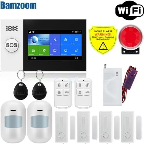 WIFI GSM Smart Home Security Alarm System With TFT Touch Panel APP Control Wireless Sensor Burglar IP Camera